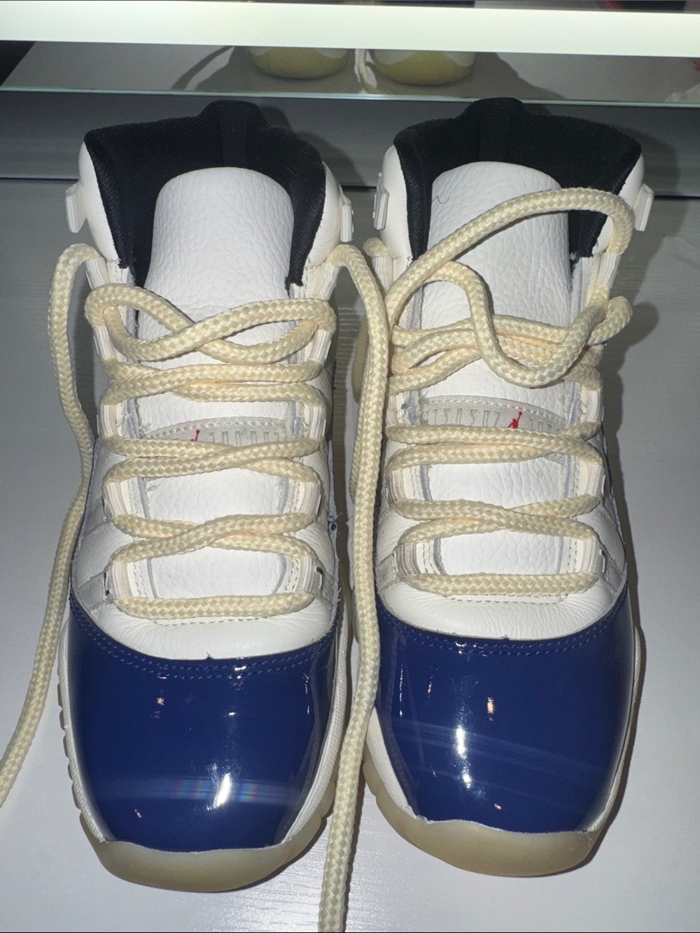 Jordan Kids White and Blue High-Top Sneakers